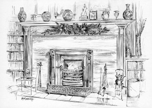 outline of a fireplace how to draw a fireplace various other christmas ...