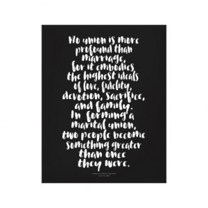 No Union is More Profound Love Marriage Quote Canvas Print