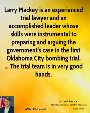 ... Oklahoma City bombing trial, ... The trial team is in very good hands