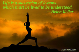 ... in Life”: Silhouette Of Woman Doing Yoga With Life Lessons Quote