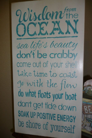 from the OCEAN, Hand Painted, Wood Sign, Wall Decor,Ocean, Quotes ...