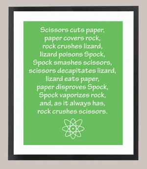Big Bang Theory Rock Paper Lizard Spock quote