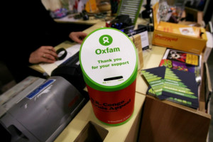 Photo: donation box in London Oxfam shop, 2 Dec 2008/Simon Newman)