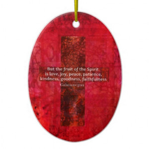Galatians 5:22 Bible Quote words with Cross Christmas Tree Ornament