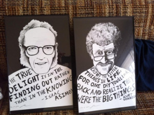 Isaac Asimov and Kurt Vonnegut quote portraits