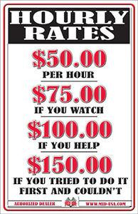 EMBOSSED METAL HOURLY RATES SIGN LABOR MECHANIC GARAGE SHOP FUNNY 11 ...
