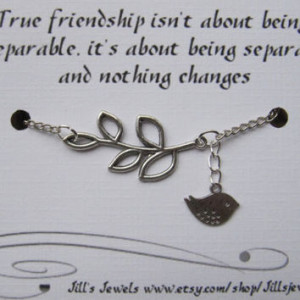 Friend Infinity Charm Bracelet with Leaf and Bird Friendship Quote ...
