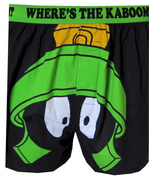 These 100% cotton knit boxer shorts feature Marvin the Martian, the ...