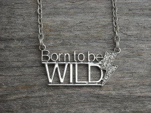 Quote Word Necklace with Jewel Diamond Lightning Bolt, Heavy Metal ...