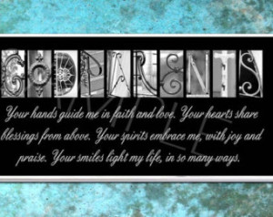 GODPARENTS Inspirational Plaque black & white letter art ...