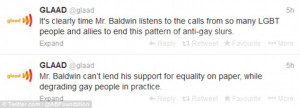 Called out: GLAAD publicly chastised Baldwin for his homophobic ...