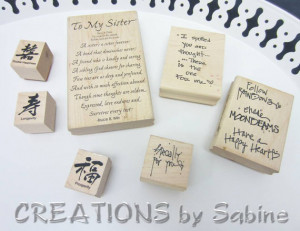 Wooden Rubber Stamps Mixed Lot / Sisters Sister Quote / Kanji ...