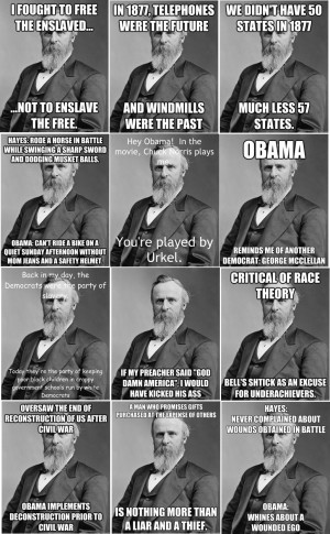 ... and a past President, Rutherford B. Hayes? And gets the quote wrong