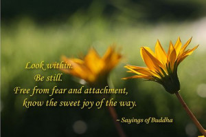 ... Free from fear and attachment, know the sweet joy of the way. - Buddha