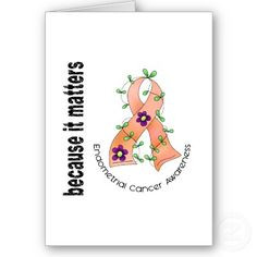 Endometrial Cancer Flower Ribbon 3 Greeting Cards by awarenessgifts ...