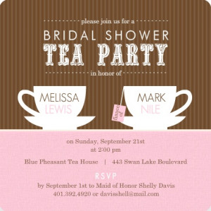 Brown Stripes Tea Cups Bridal Shower Invitation