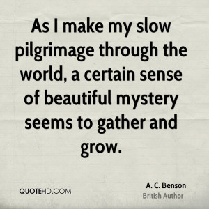 As I make my slow pilgrimage through the world, a certain sense of ...