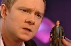 Martin Freeman playing with his Hitchhiker’s Guide to the Galaxy ...