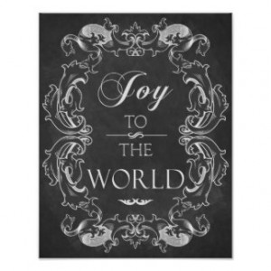 Christmas chalkboard Joy To The World Quote Art Poster