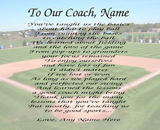 TO OUR BASEBALL COACH PERSONALIZED PRINT POEM END OF THE YEAR ...