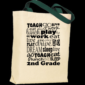 Personalized 2nd Grade Teacher quote Tote Bags with Color Handles