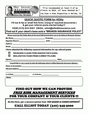 Property Manager HOA Insurance Quote Form