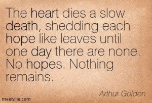 heart dies a slow death shedding each hope like leaves until one day ...