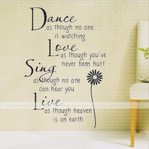 Dance Love Sing Live Daisy Quotes PVC Living Room Wall Sticker Decal ...