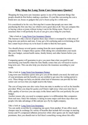 Why Shop for Long Term Care Insurance Quotes? screenshot