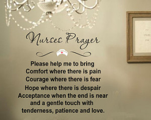 Nurses Prayer Inspiratonal Quotes V Inyl Wall Lettering Decal LARGE ...