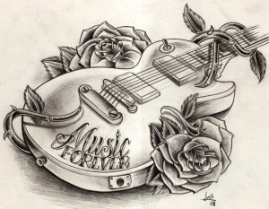 ... Best Photos Music And Guitar Designs For Tattoo Drawing And Coloring