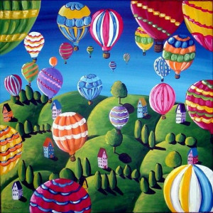... Whimsical, Art Paintings, Folk Art Painting, Balloons Festivals