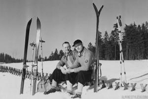 vintage men ski skiing europe