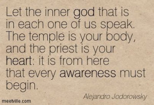 Laissez le Dieu intérieur présent en chacun d'entre nous parler. Le ...