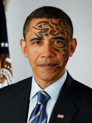 Kevin Gates Tattoos Khan face tattoo on obama