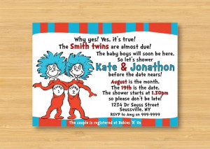 and Thing 2 Twins Baby Shower Invitation - Printable - 5 x 7 Dr ...