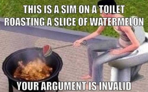 Sim On A Toilet Roasting A Slice Of Watermelon