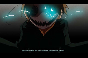 Cry: We are the same! [Fake anime screencap] by tunaniverse