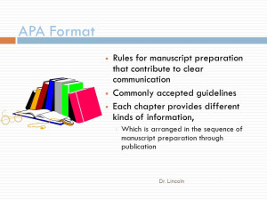 APA Format Rules for manuscript preparation that contribute to clear ...