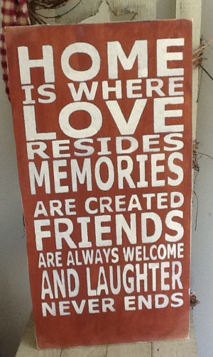 Home is Where Love Resides wooden primitive sign, family rules sign