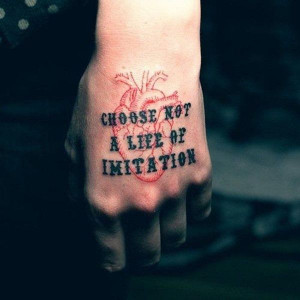Quotes Tattoo on Hand- I like the line drawing in the background of ...