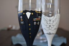 Bride and Groom Military toasting flutes by lgrn22 on Etsy, $55.00 ...