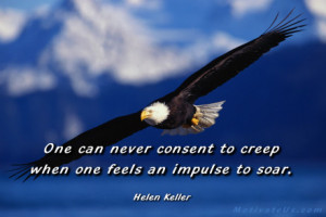 motivational picture of soaring eagle with the quote: One can never ...