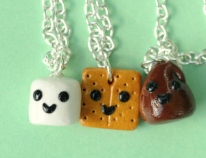 Kawaii Smores 3 Way Trio Best Friend Friendship Necklaces Miniature ...