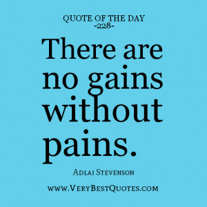 quote of the day, There are no gains without pains.