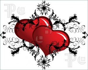 Illustration of St. Valentine Day floral frame with hearts