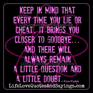 keep in mind that every time you lie or cheat it brings you closer to ...