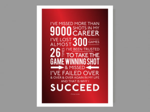 Art Prints And that is why I succeed - Michael Jordan / Quote Poster ...