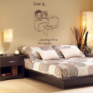 Chocolate Love Is Quote 4 decal on the wall over a bed