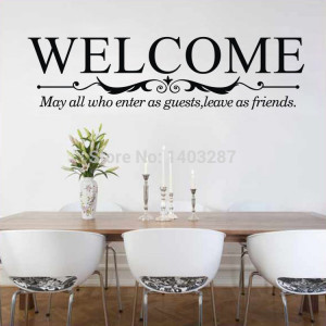 guests leave as friends Fine Quality Vinyl Black Wall Sticker Quotes ...